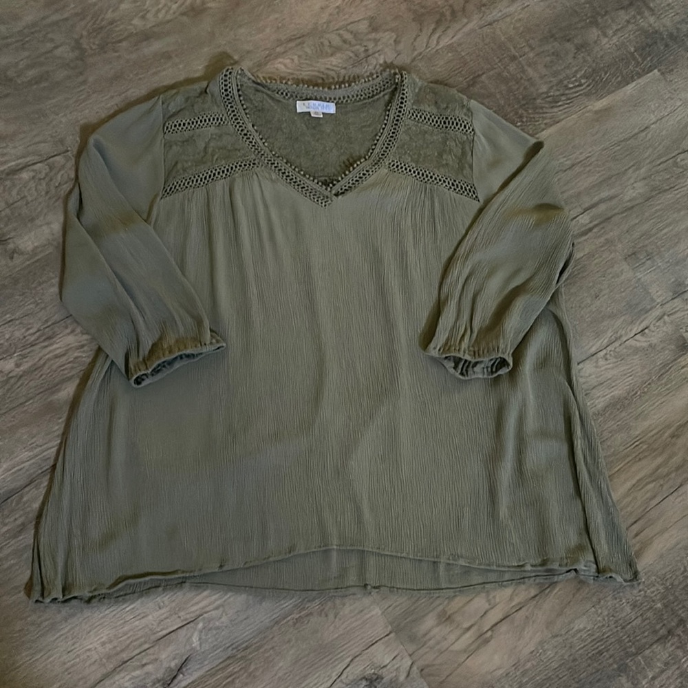 Never Worn Sage Green Gauze Blouse - 2X